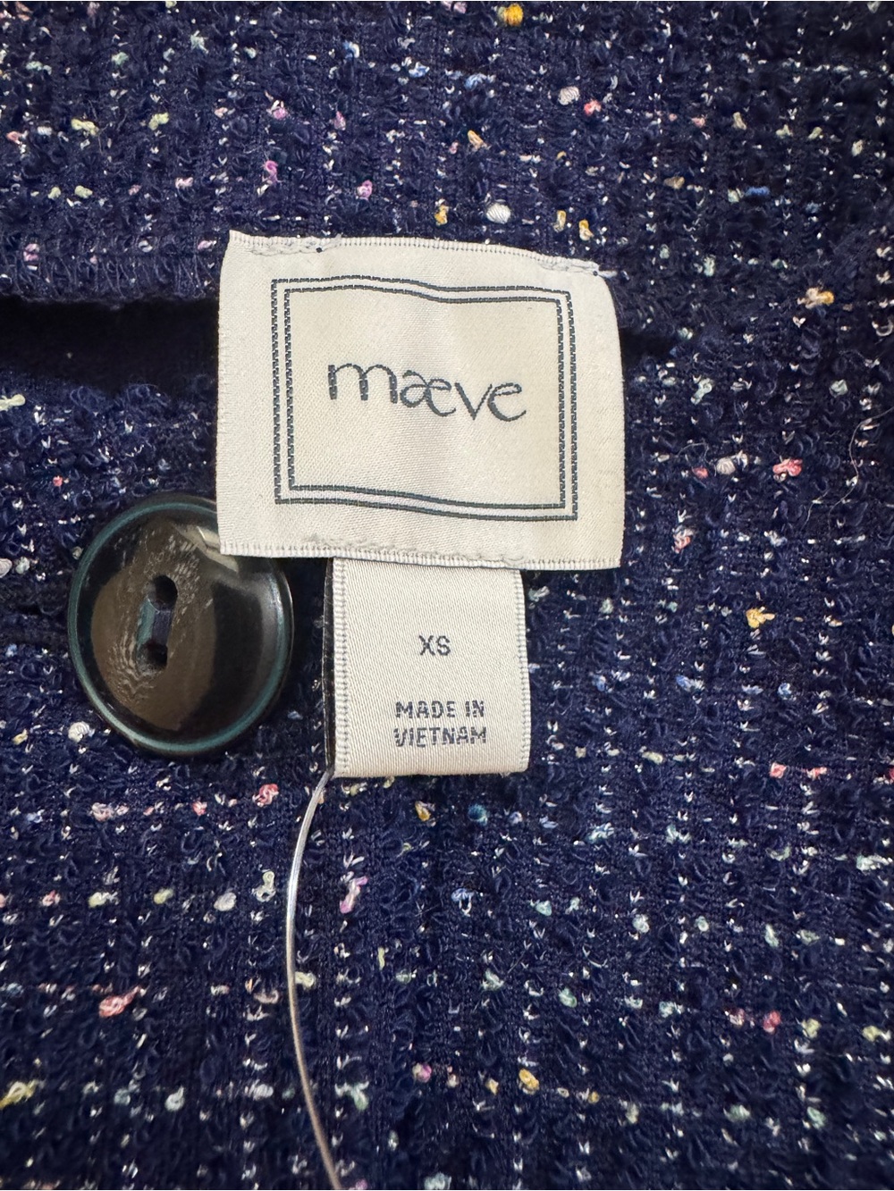 Anthropology Navy Tweed Button-Front Dress Vest - Brand: Maeve - Picture 2 of 3